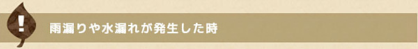 雨漏りや水漏れが発生した時